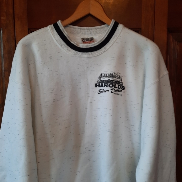 NWOT Vintage Oneita Harold's Silver Dollar white marbled crewneck sweats… - Picture 2 of 10